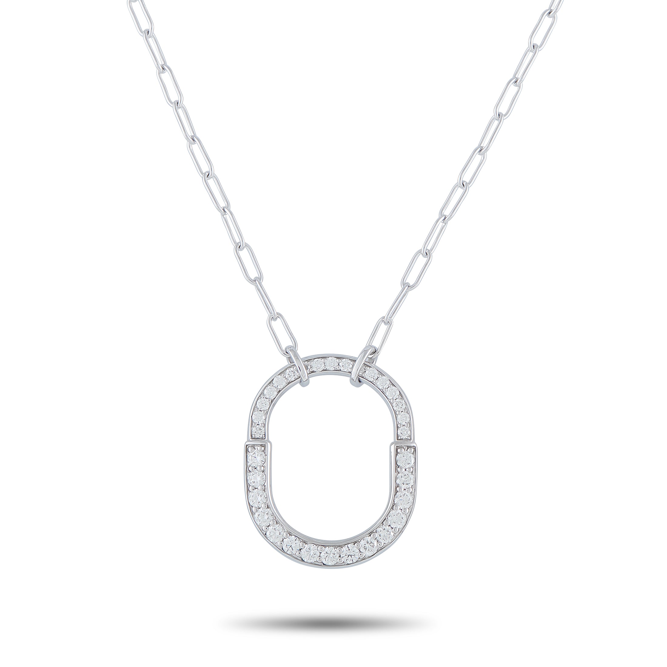 TIFFANY & CO. Tiffany & Co. Lock 18K White Gold Diamond Large Lock Pendant