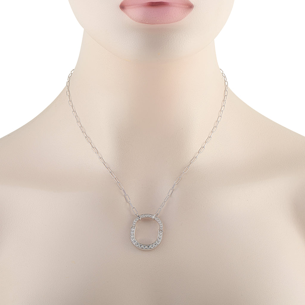 Tiffany & Co. Lock 18K White Gold Diamond Large Lock Pendant