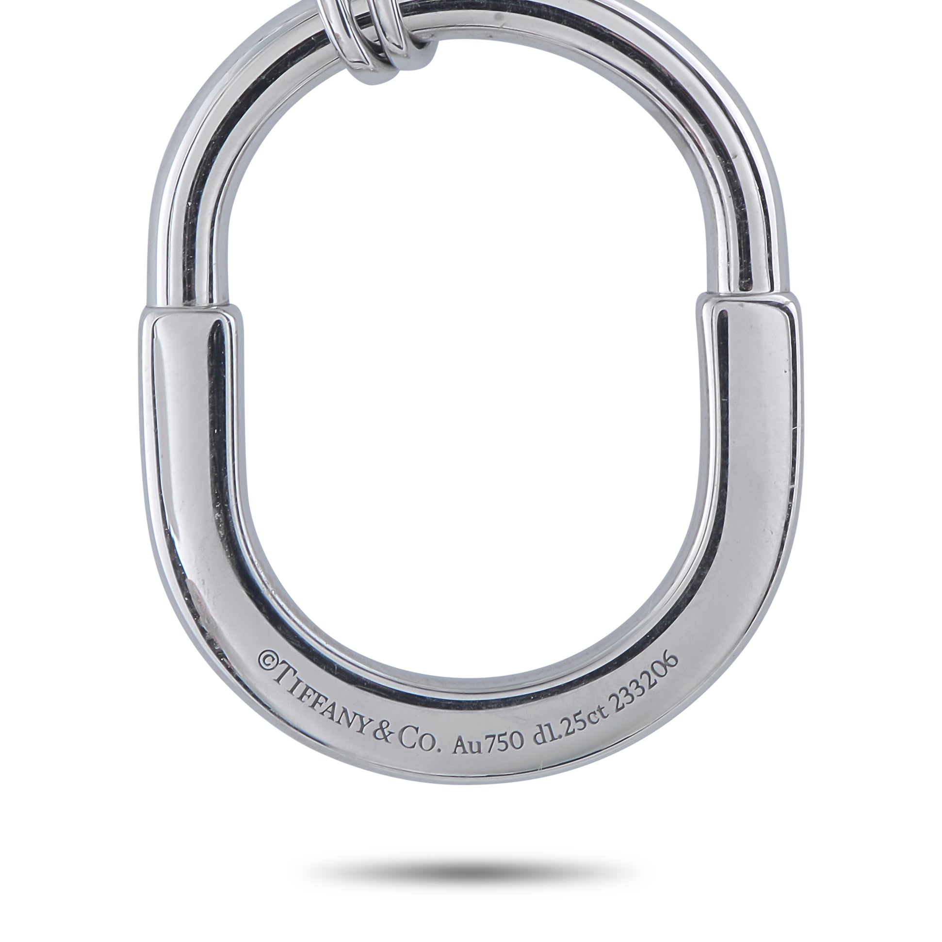 Tiffany & CO. Lock 18K White Gold Diamond Large Lock Pendant