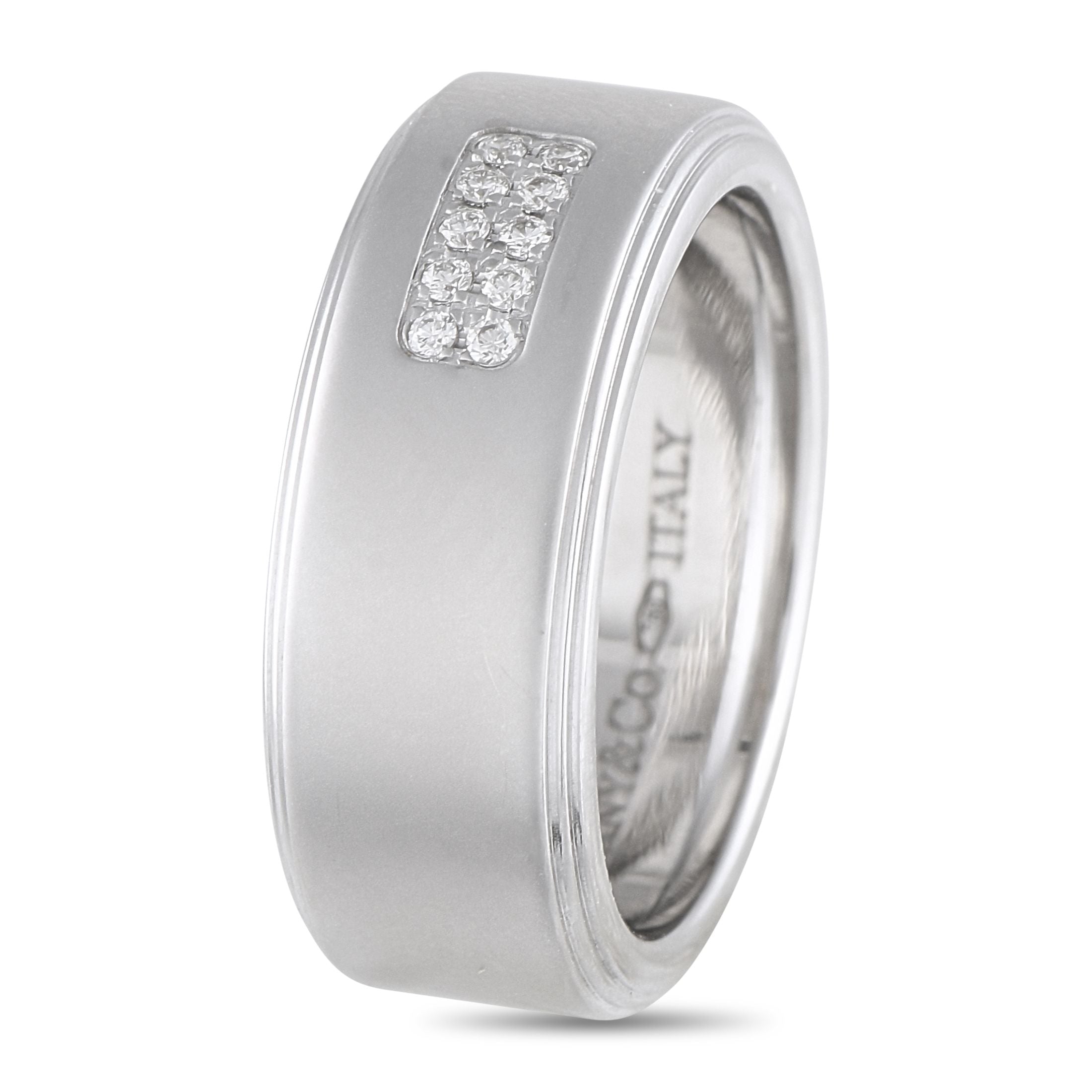 Tiffany & Co. Tiffany & Co. 18K White Gold Diamond Wide Band Ring