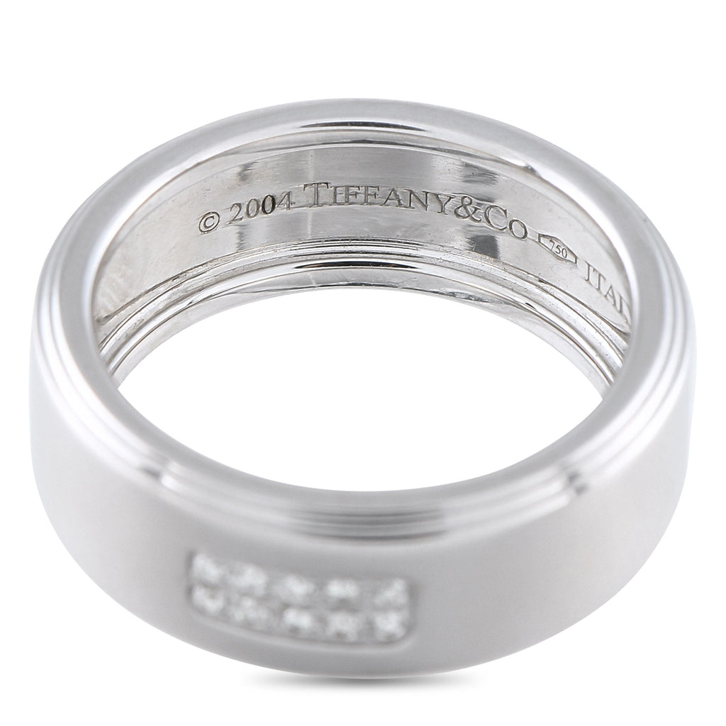Tiffany & Co. Tiffany & Co. 18K White Gold Diamond Wide Band Ring