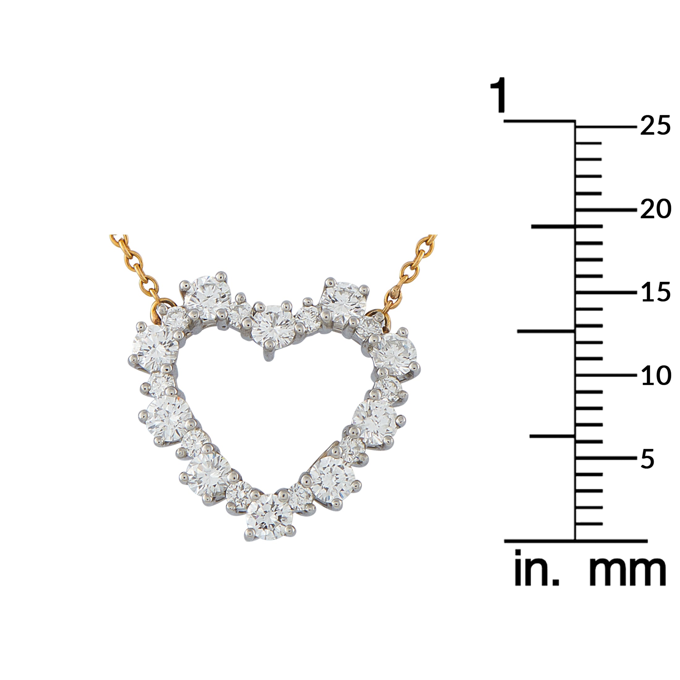 Tiffany & Co. 18K White and Yellow Gold 0.63ct Diamond Heart Necklace