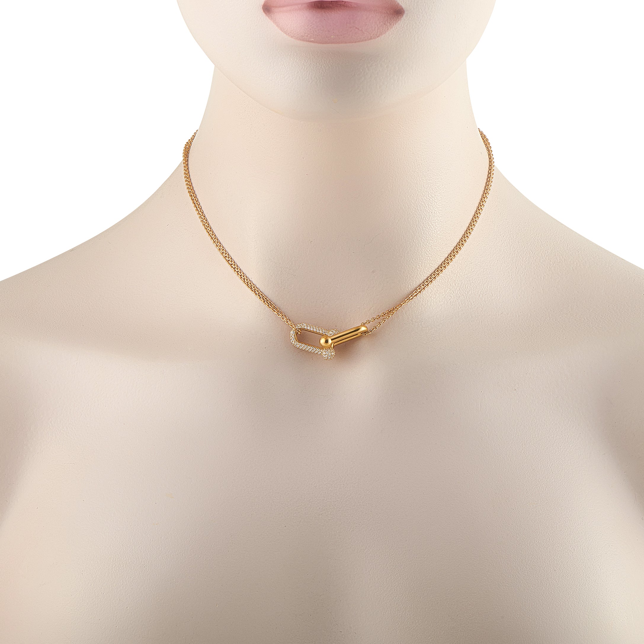 Tiffany & Co. Hard Wear 18K Yellow Gold 0.74ct Diamond Large Link Necklace