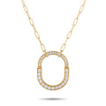 Tiffany & Co. 18K yellow gold diamond oval lock pendant on chain