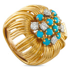Tiffany & Co. Vintage 18K Yellow Gold Diamond and Turquoise Ring – This vintage Tiffany & Co