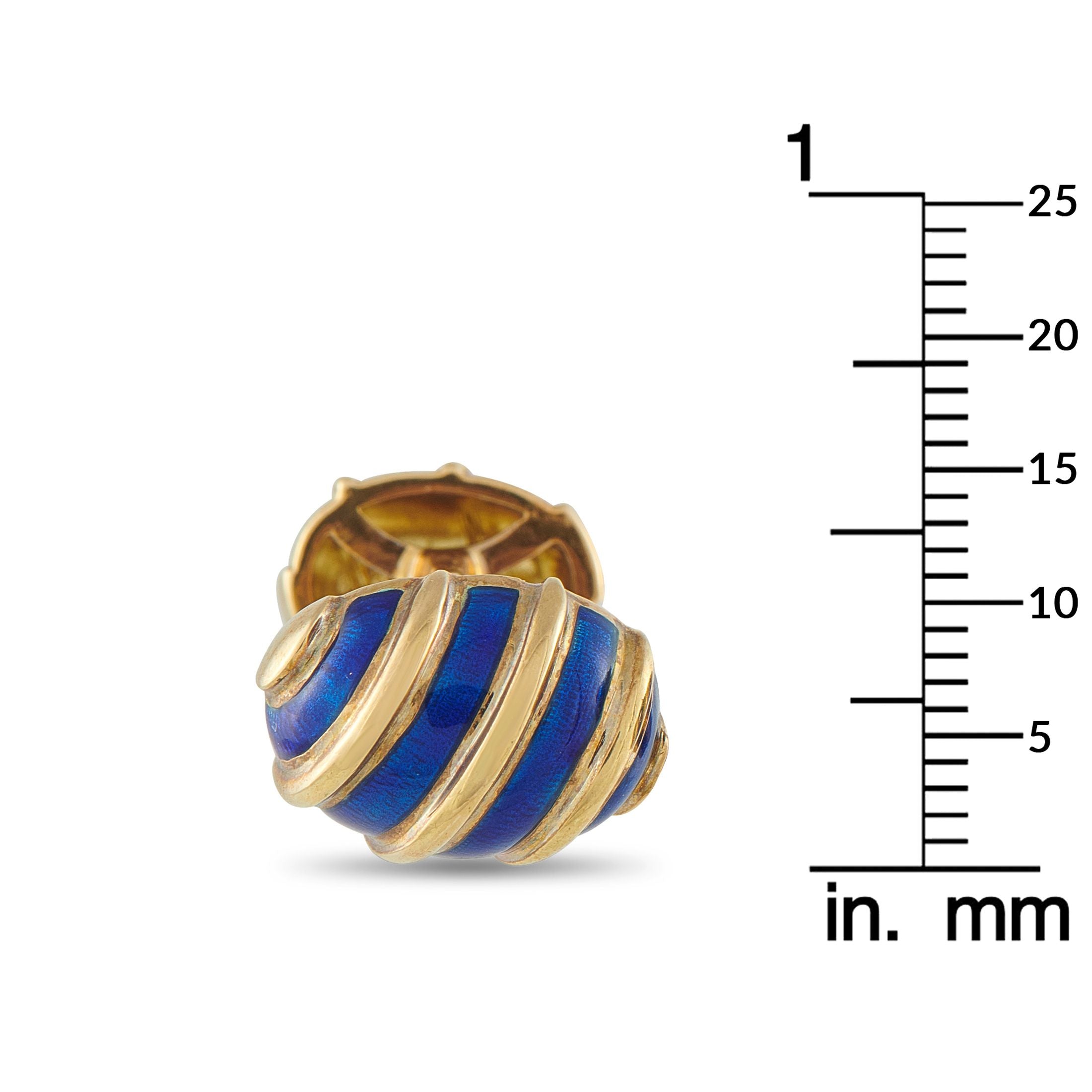 Tiffany & Co. 18K Yellow Gold Enamel Cufflinks