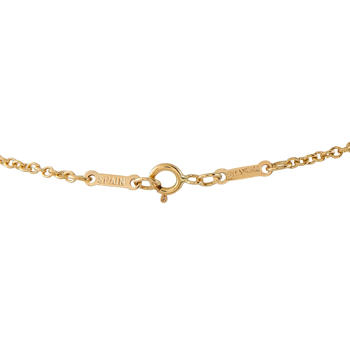 18k yellow gold necklace clasp marked Spain with spring ring and links