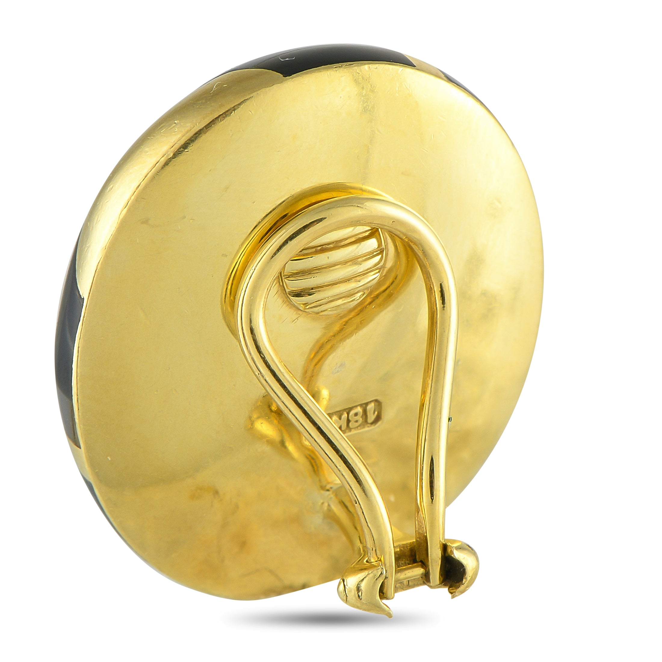 Tiffany & Co. 18K Yellow Gold Onyx and Mother of Pearl Clip-On Earrings