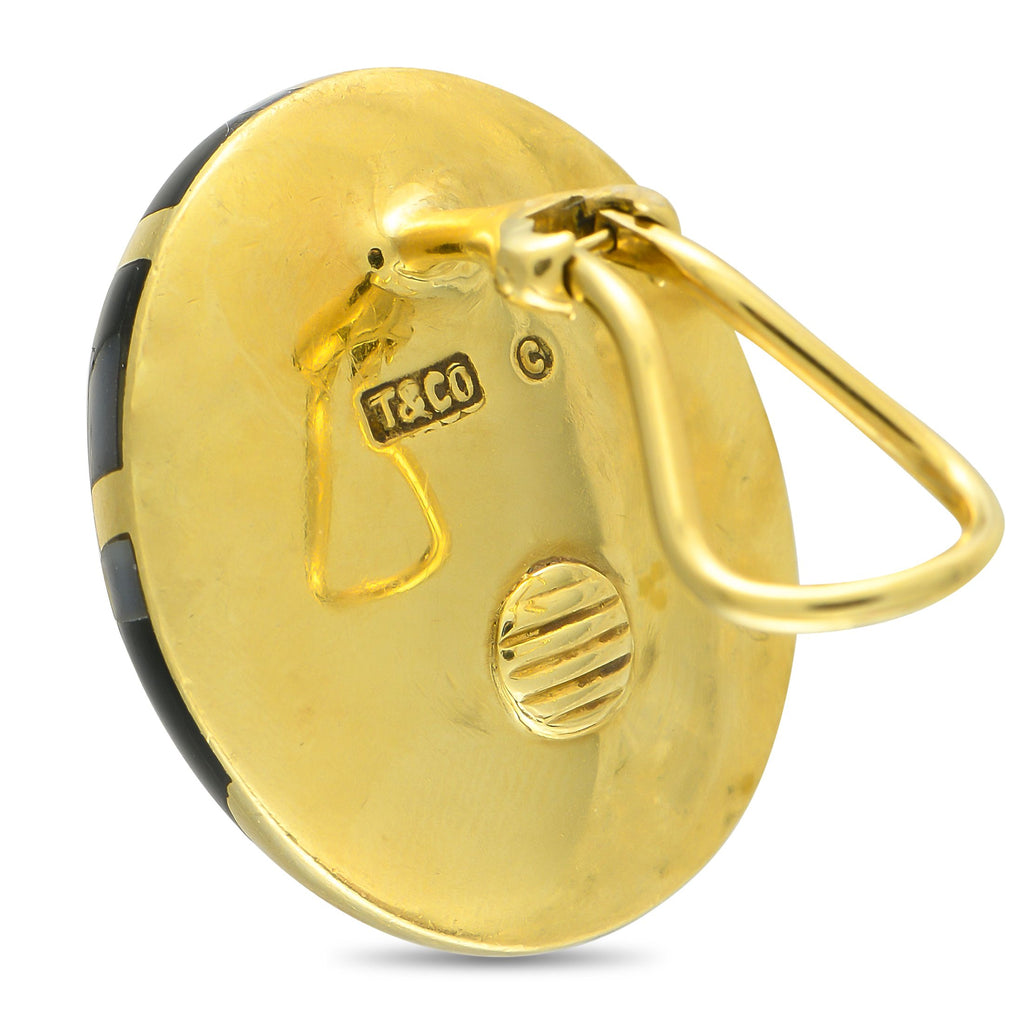 Tiffany & Co. Tiffany & Co. 18K Yellow Gold Onyx and Mother of Pearl Clip-On Earrings