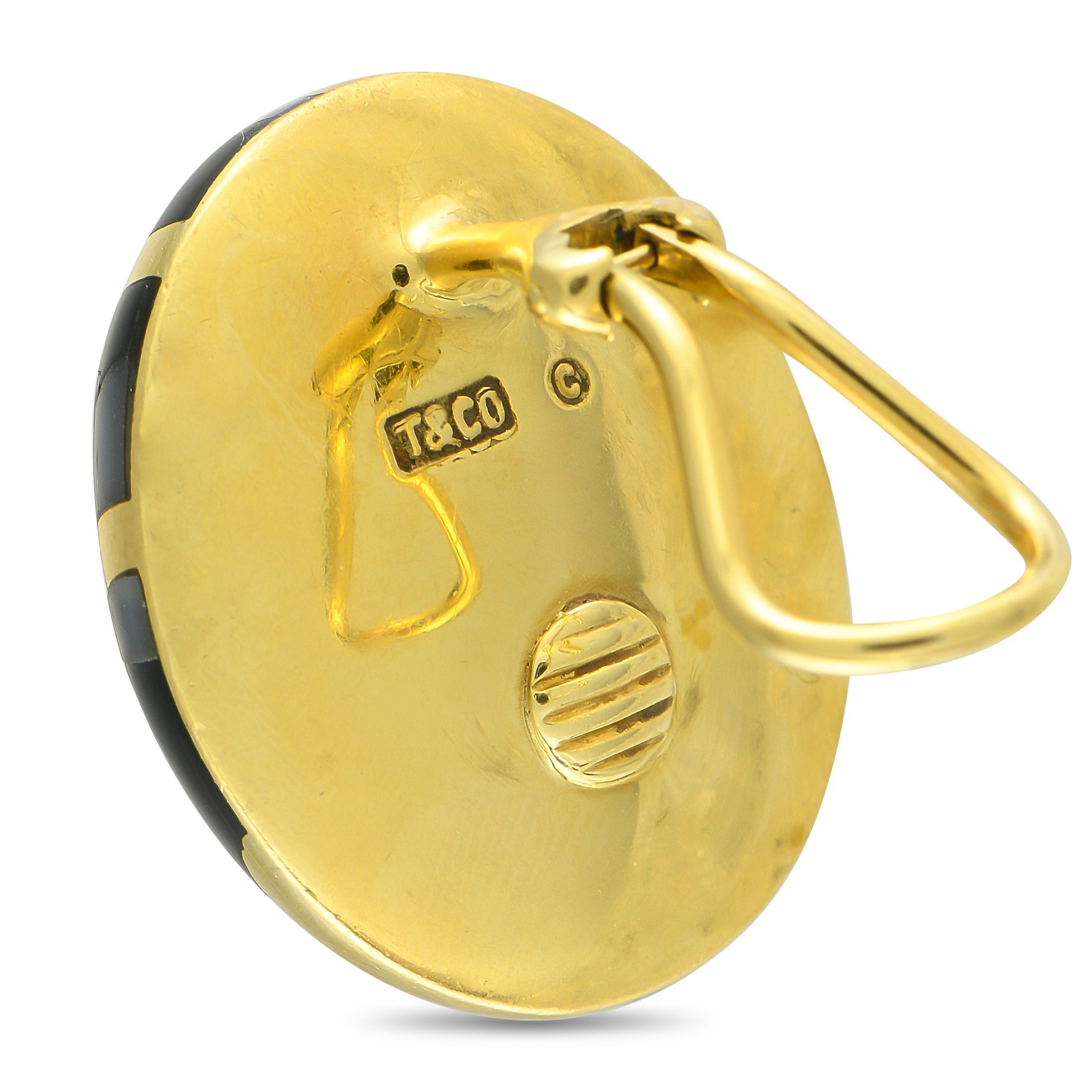 Tiffany & Co. Tiffany & Co. 18K Yellow Gold Onyx and Mother of Pearl Clip-On Earrings