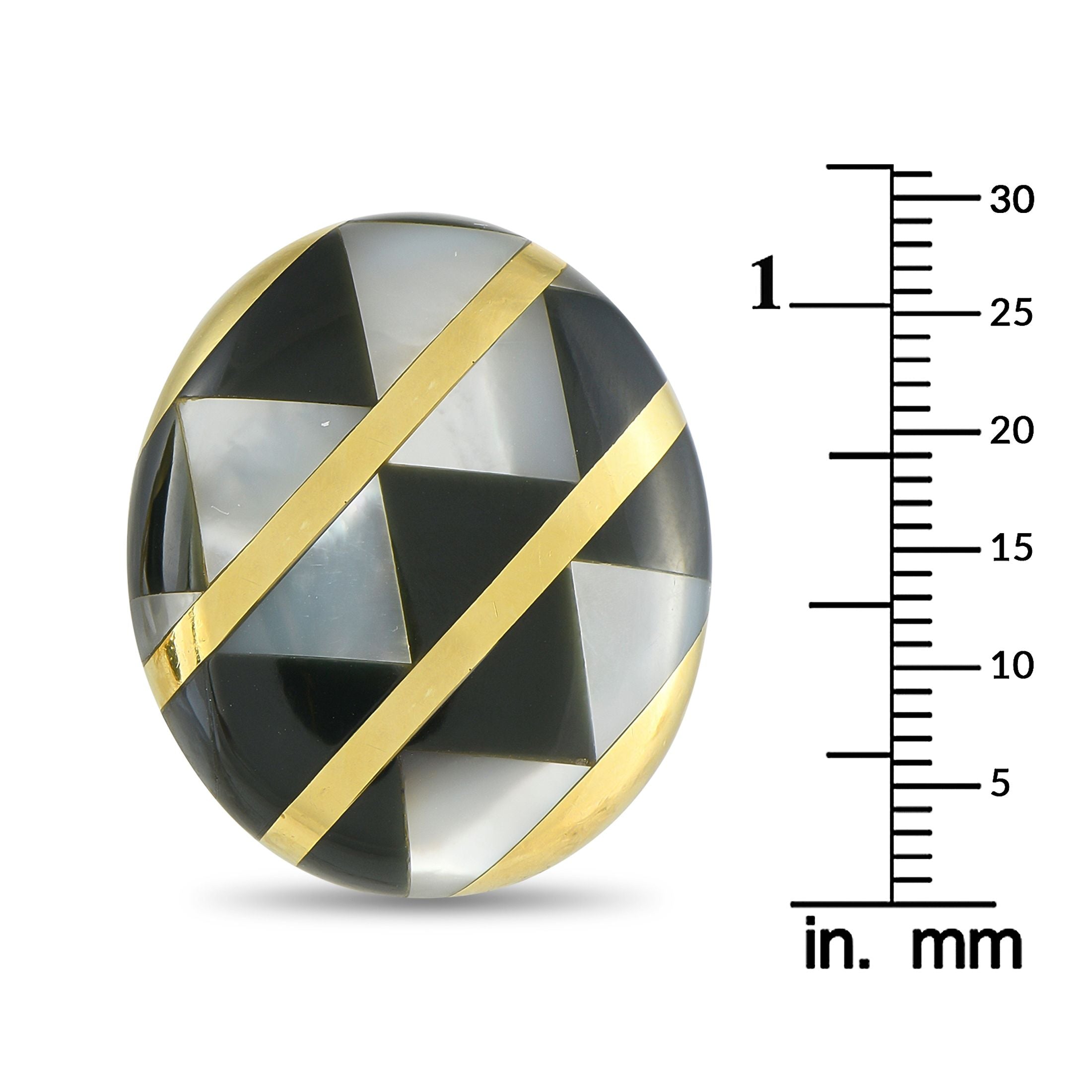 Tiffany & Co. Tiffany & Co. 18K Yellow Gold Onyx and Mother of Pearl Clip-On Earrings