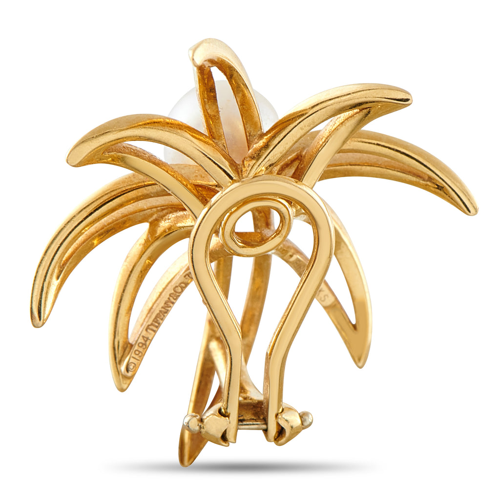 Tiffany & Co. Fireworks 18K Yellow Gold Pearl Clip-On Earrings