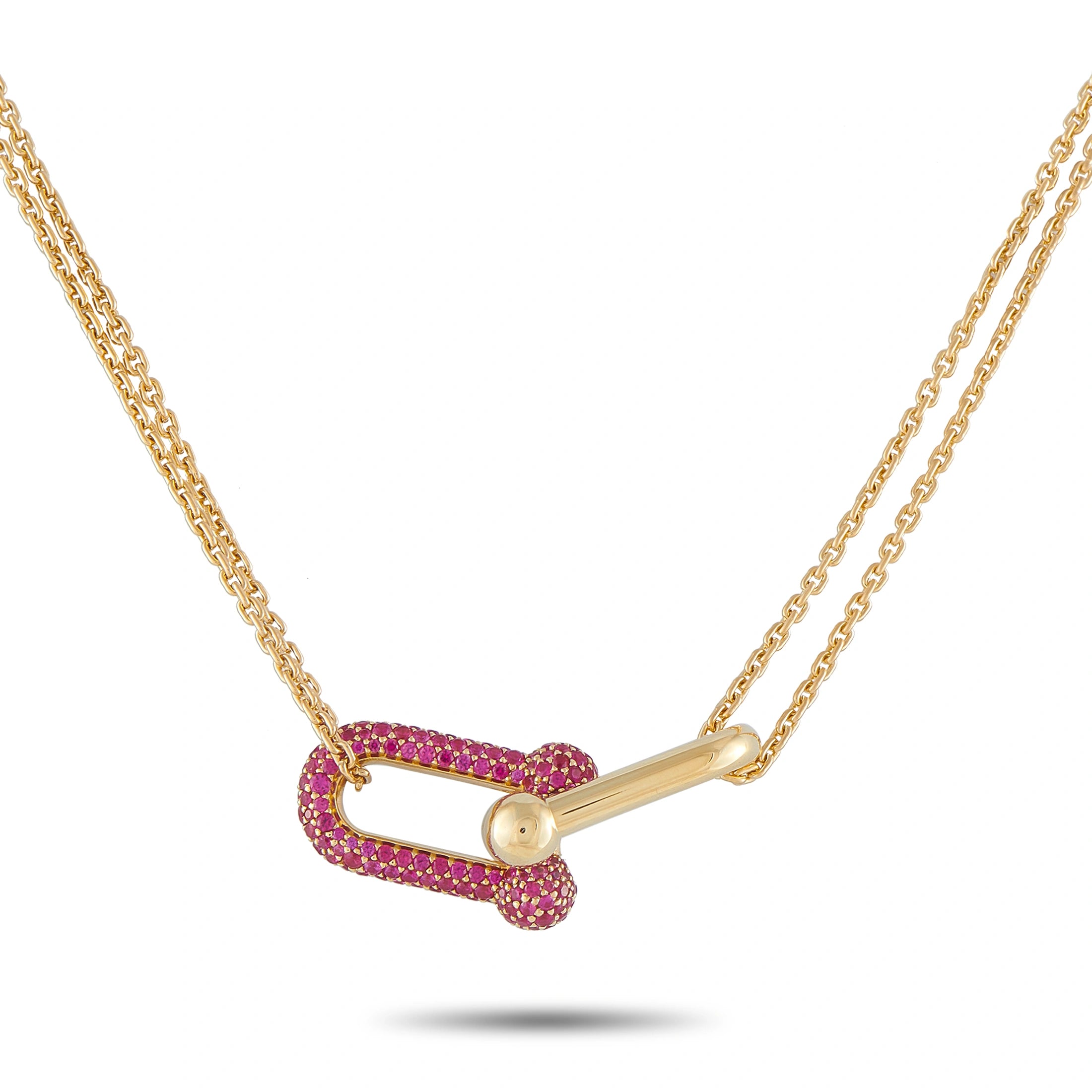 TIFFANY & CO. Tiffany & Co. HardWear 18K Yellow Gold Ruby Large Link Necklace