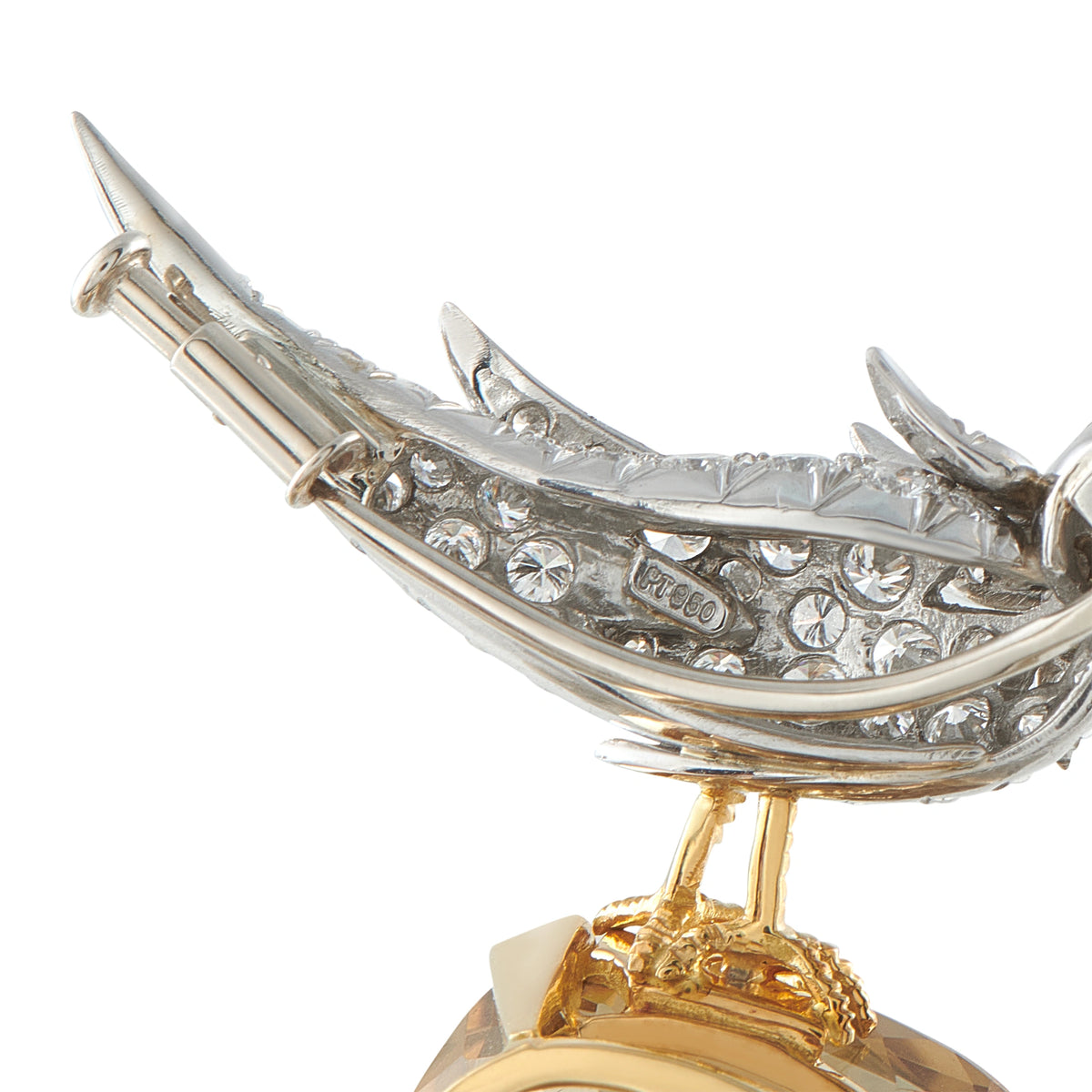 Tiffany & CO. Schlumberger Bird on a Rock brooch, silver bird with gold base