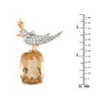 Tiffany & CO. Schlumberger Bird on a Rock brooch with jeweled bird on amber gem