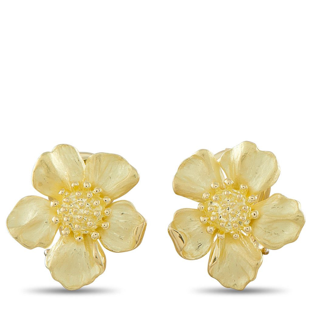 Tiffany & Co. Dogwood 18K yellow gold flower stud earrings, five petal design