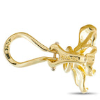 18K yellow gold flower earrings with hook clasp and stamped back detail