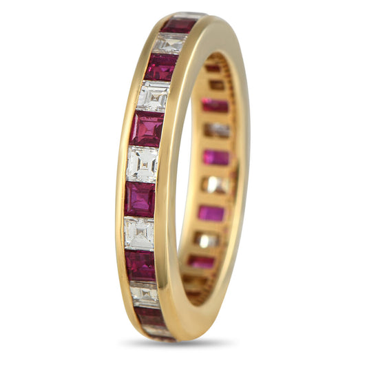 Tiffany & Co. 18K Yellow Gold Diamond and 1.94ct Ruby Eternity Band Ring