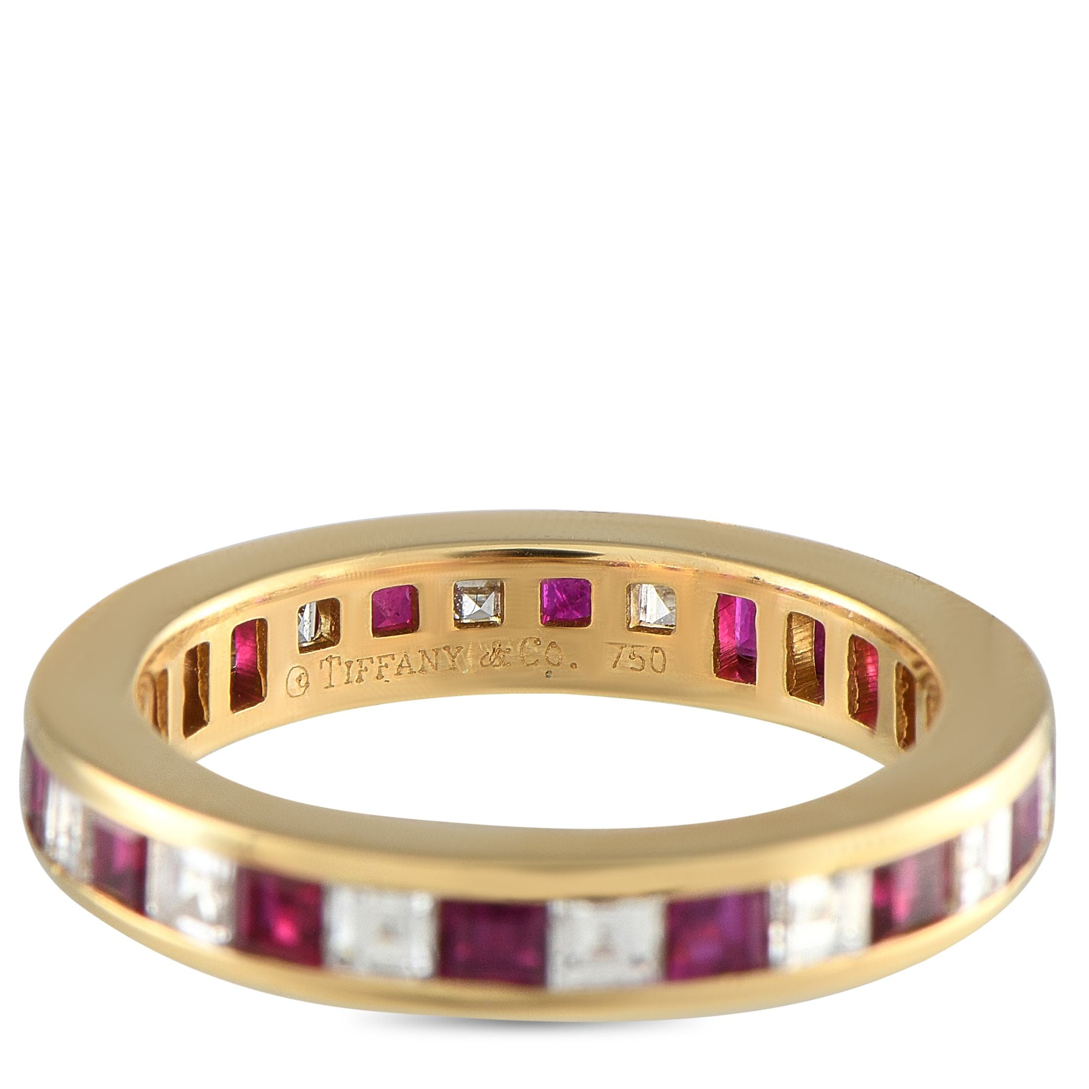 Tiffany & Co. Tiffany & Co. 18K Yellow Gold Diamond and 1.94ct Ruby Eternity Band Ring