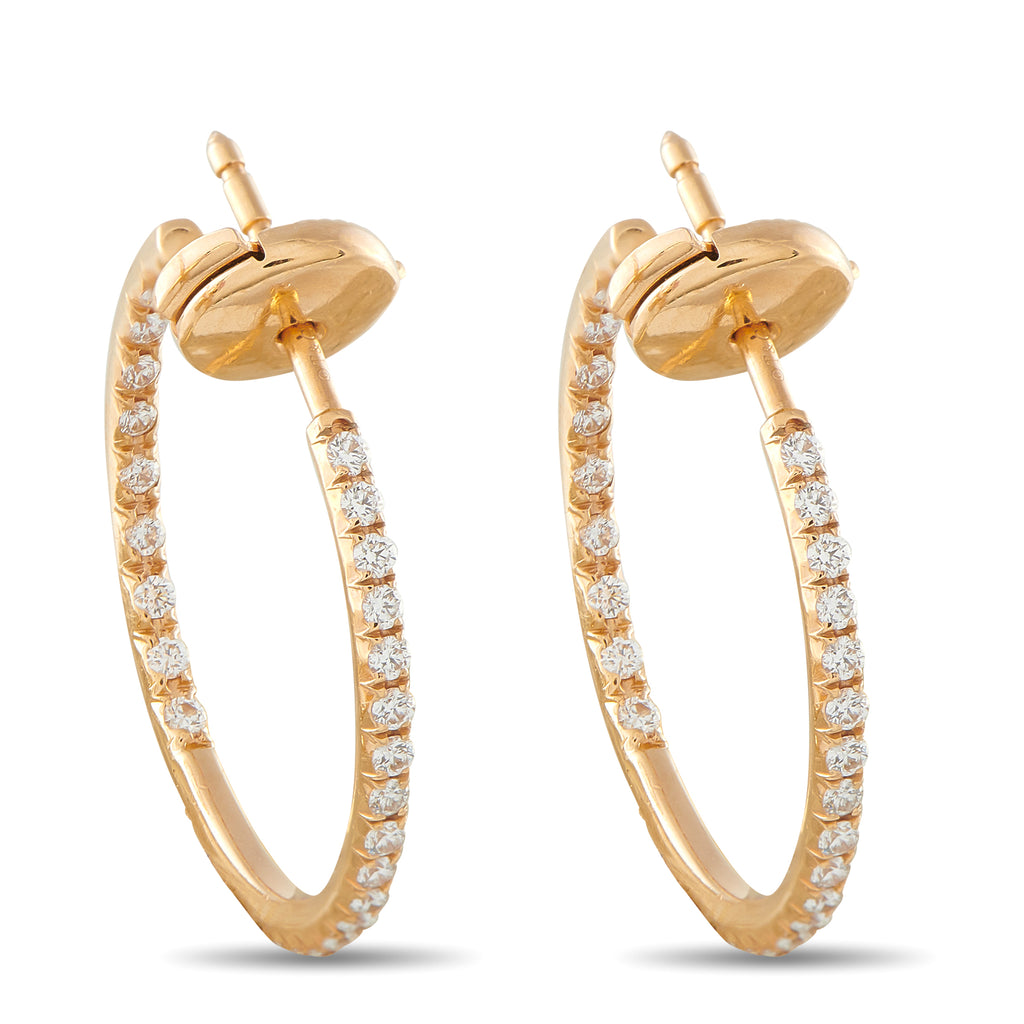 Tiffany & CO. Metro 18K Yellow Gold 0.50ct Diamond Hoop Earrings