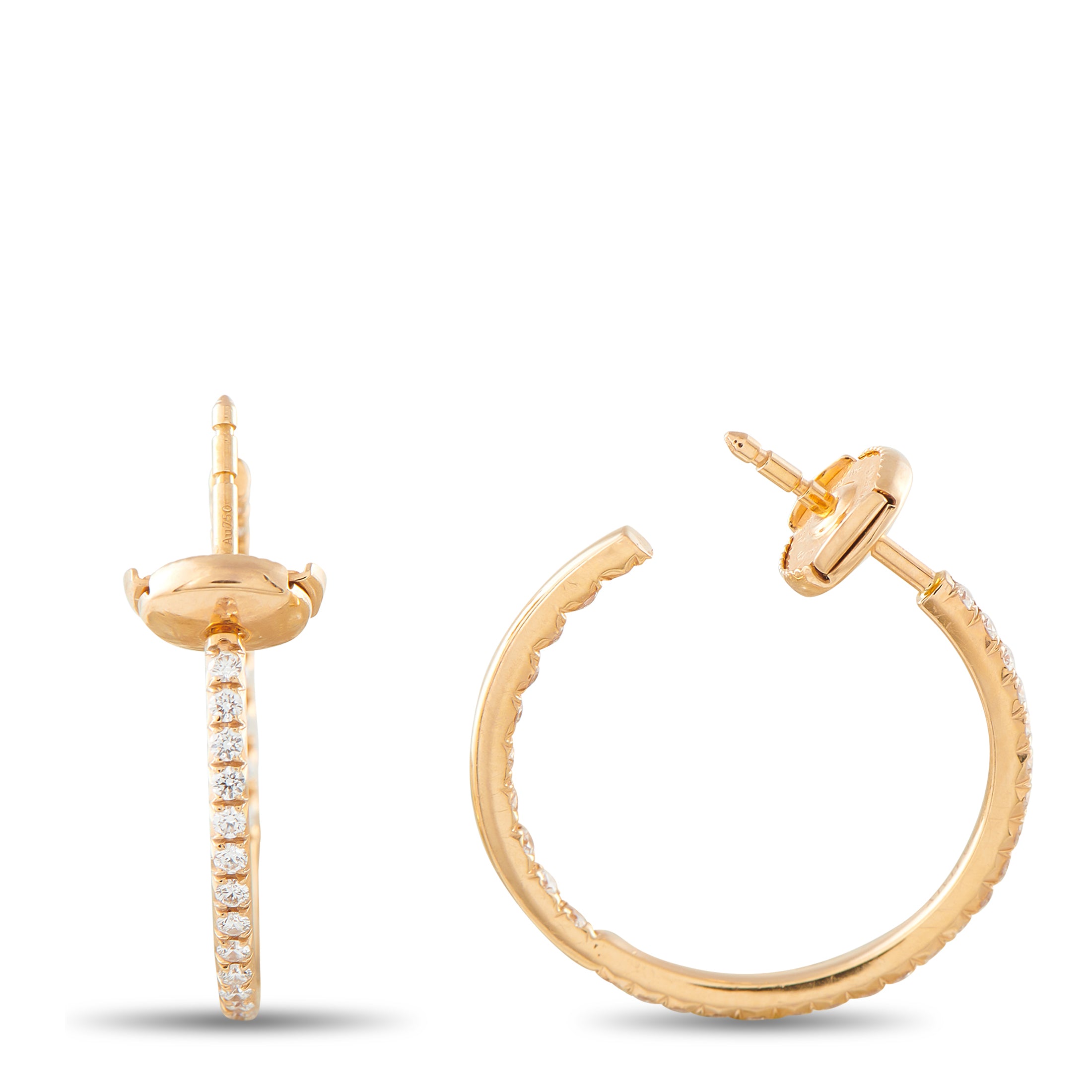 Tiffany & CO. Metro 18K Yellow Gold 0.50ct Diamond Hoop Earrings