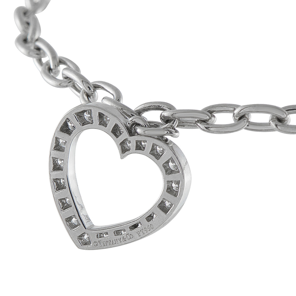 Tiffany & Co. Platinum Diamond Heart Charm Bracelet