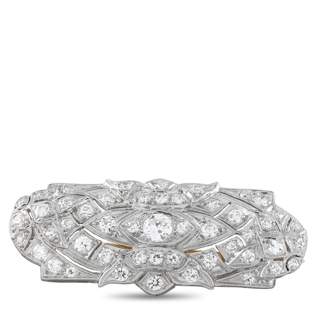 Tiffany & CO. Platinum 1.50ct Diamond Art Deco Brooch