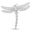 Tiffany & Co. platinum diamond dragonfly brooch with blue accent eye and dangling drop