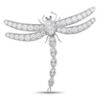 Tiffany & Co. platinum diamond dragonfly brooch with blue accent eye and dangling drop