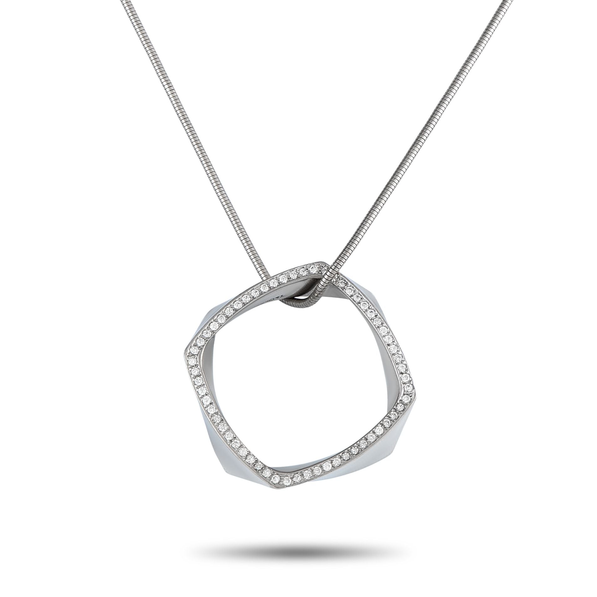 Tiffany & Co.Tiffany & Co. Frank Gehry Platinum 0.60ct Diamond Torque Necklace TI16-052725 – Minimal in appearance yet rich i