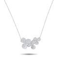 Platinum diamond paper-flower pendant with teardrop petals on a thin chain