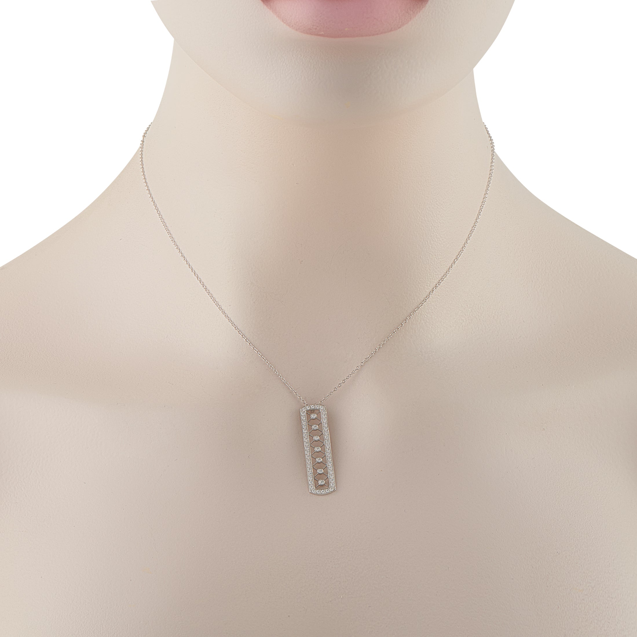 Tiffany & Co. Voile Platinum 0.30ct Diamond Bar Necklace