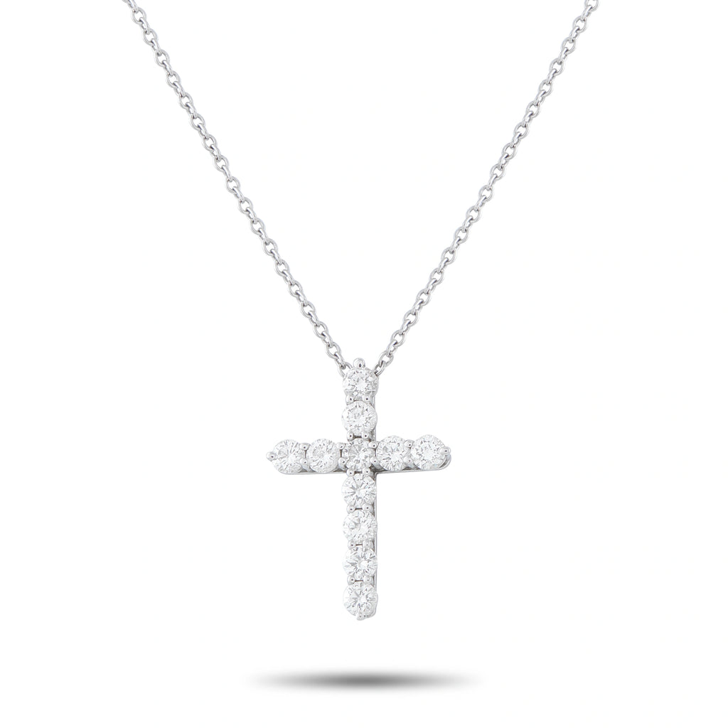 Tiffany & Co. platinum diamond cross pendant with round-cut stone accents