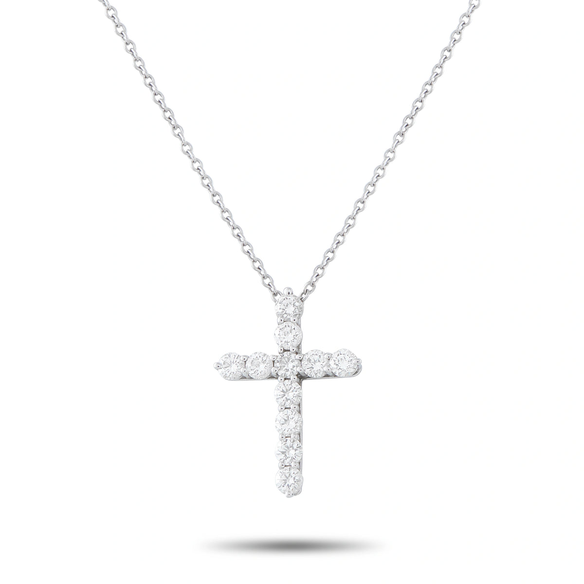 Tiffany & Co. platinum diamond cross pendant with round-cut stone accents
