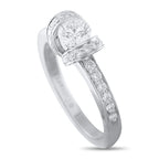 Tiffany & CO. platinum diamond ring with round center stone and pavé band