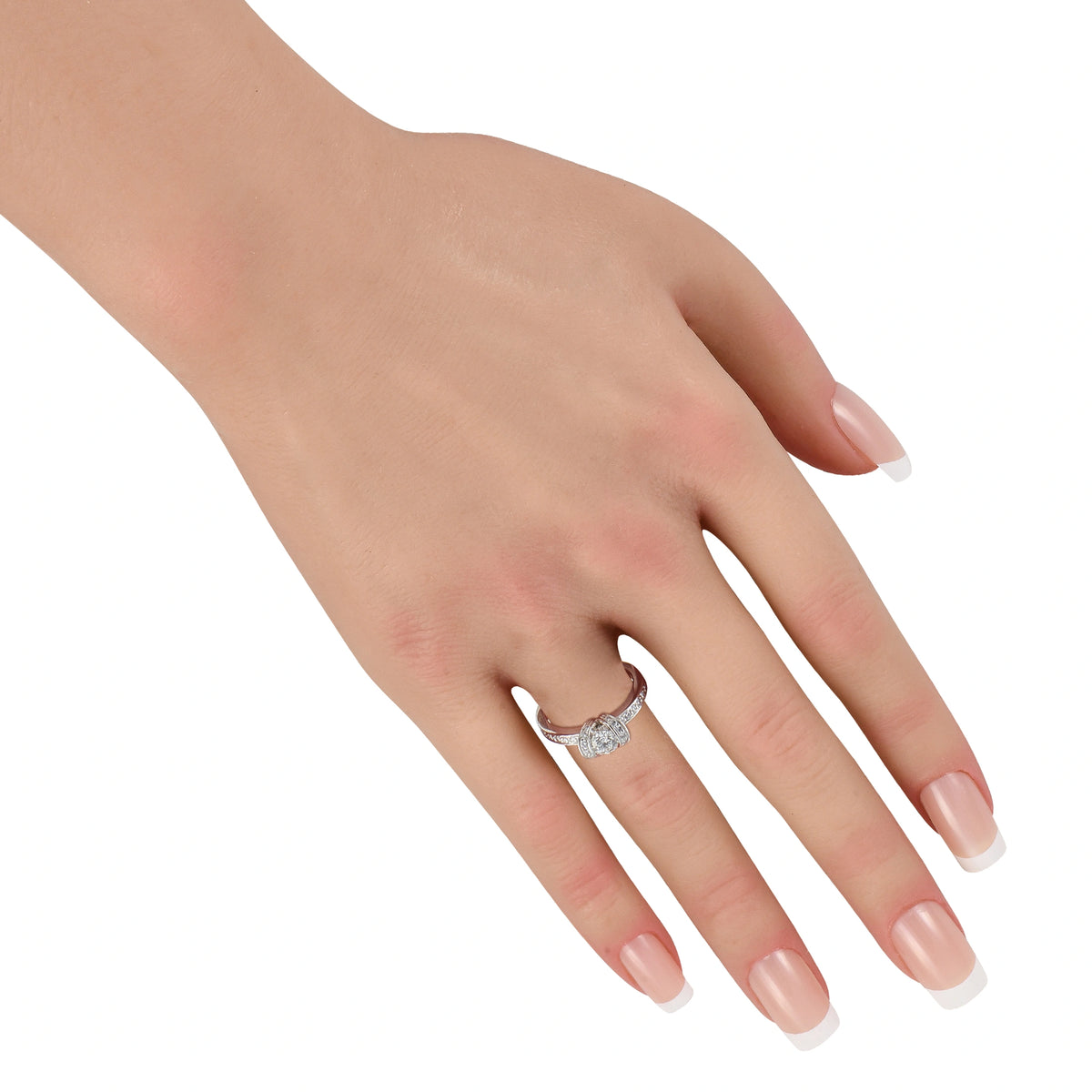 Tiffany & CO. platinum diamond ring on a hand