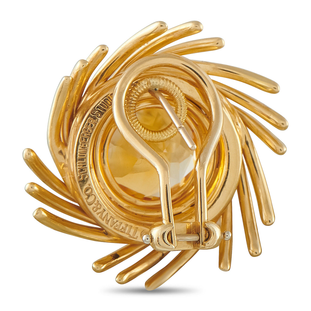 Tiffany & CO. Schlumberger 18K Yellow Gold Citrine Pinwheel Earrings