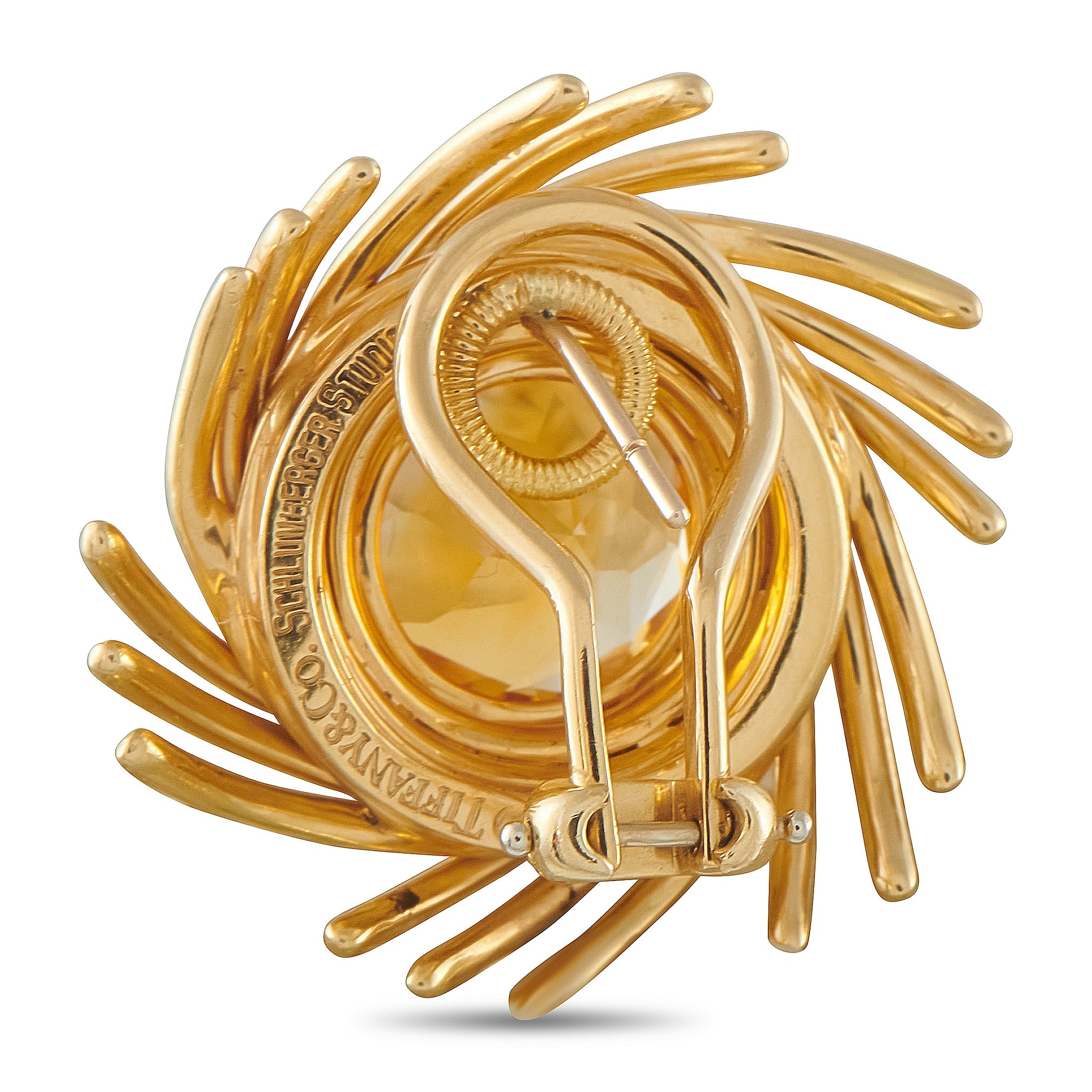 Tiffany & CO. Schlumberger 18K Yellow Gold Citrine Pinwheel Earrings