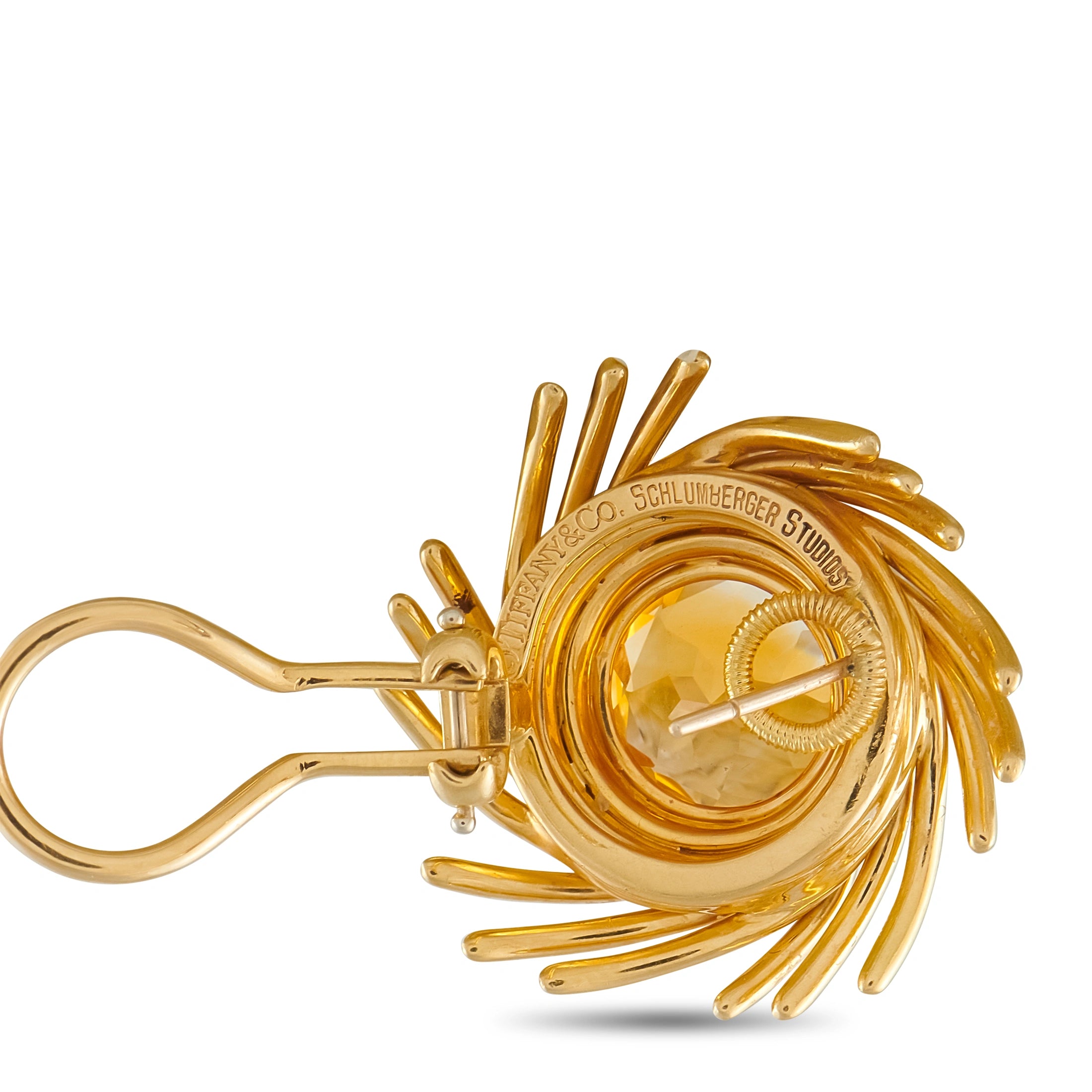 Tiffany & CO. Schlumberger 18K Yellow Gold Citrine Pinwheel Earrings