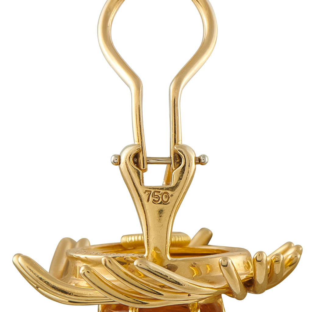 Tiffany & CO. Schlumberger 18K Yellow Gold Citrine Pinwheel Earrings