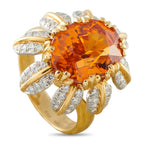 Tiffany & CO. Schlumberger 18K Yellow Gold and Platinum 0.55ct Diamond and Spessartite Ring