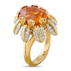 Tiffany & CO. Schlumberger 18K Yellow Gold and Platinum 0.55ct Diamond and Spessartite Ring