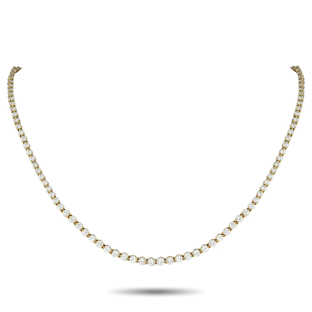 Tiffany & Co.Tiffany & Co. Victoria 18K Yellow Gold 10.18ct Diamond Graduated Line Necklace TI13-090225 – A series of graduat