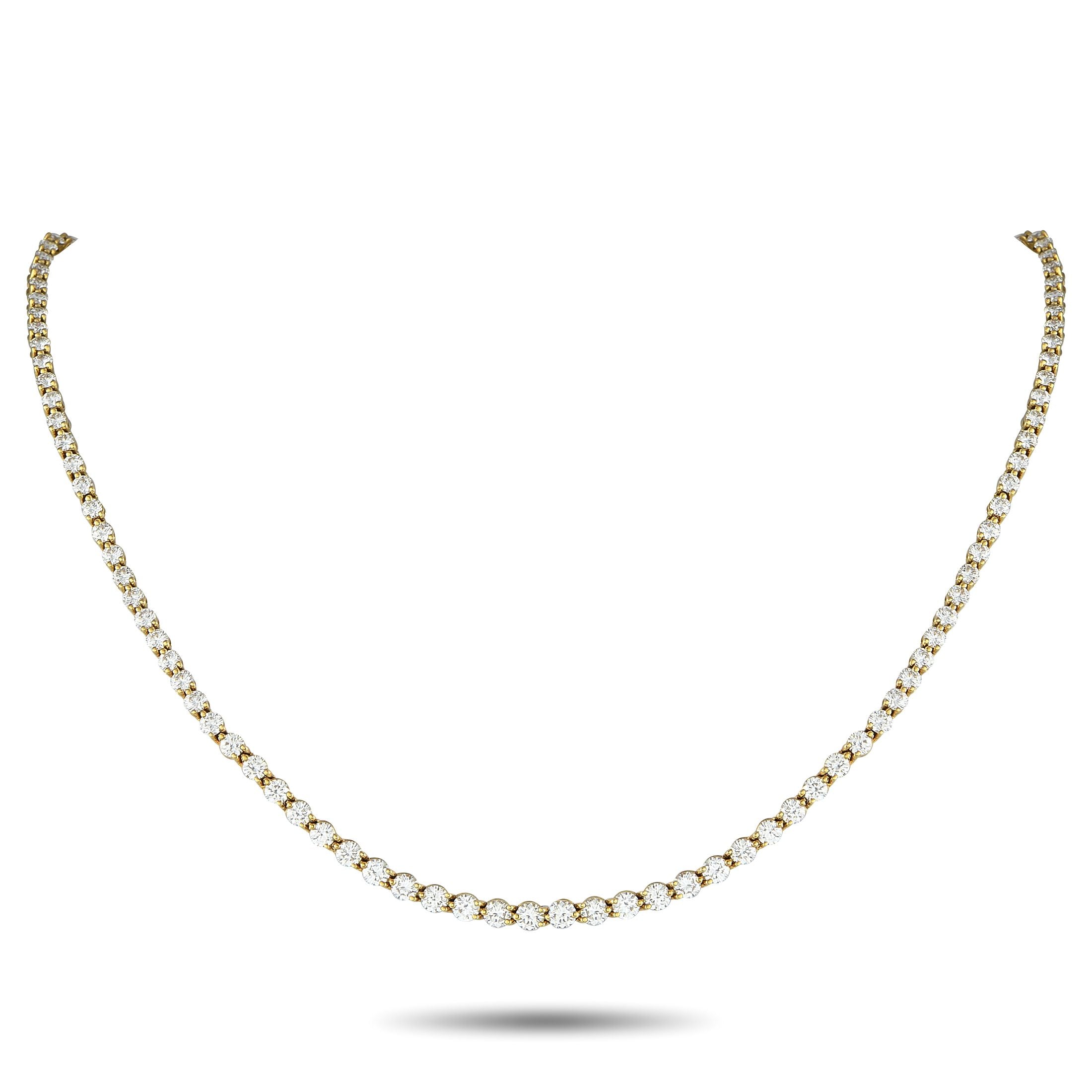 Tiffany & Co.Tiffany & Co. Victoria 18K Yellow Gold 10.18ct Diamond Graduated Line Necklace TI13-090225 – A series of graduat