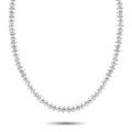 Platinum diamond necklace with repeating pear-shaped links and flower motifs
