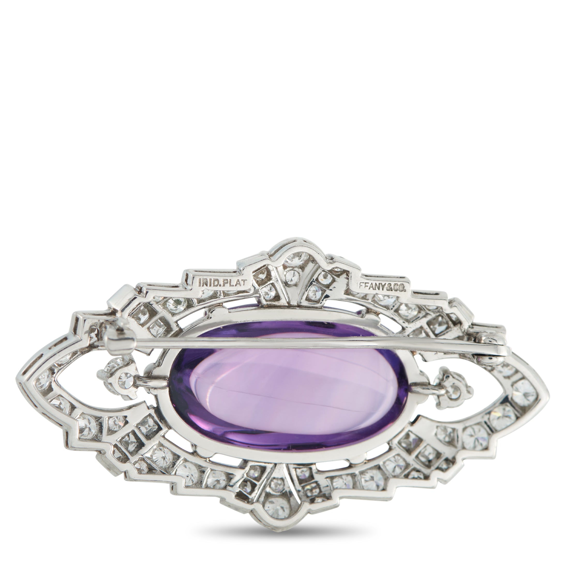 Tiffany & Co. Platinum 2.0ct Diamond and Amethyst Brooch