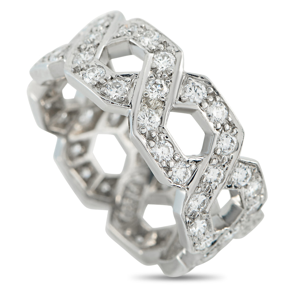 Tiffany & Co. Platinum 1.54ct Diamond Eternity Wide Band – A striking, wide link design makes this Tiffany & Co