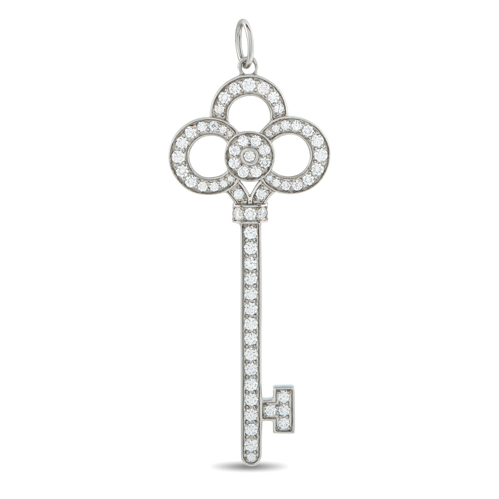 Tiffany & CO. Keys Platinum 0.64ct Diamond Crown Key Pendant