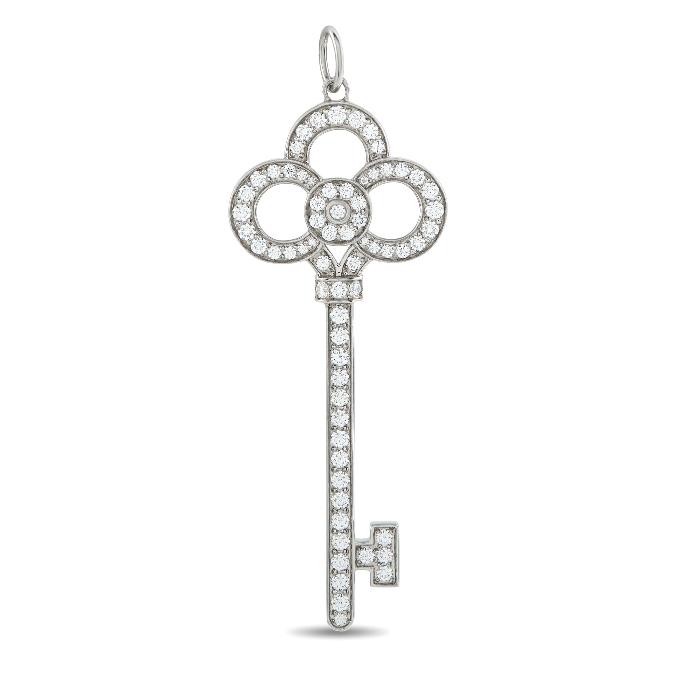 Tiffany & CO. Keys Platinum 0.64ct Diamond Crown Key Pendant