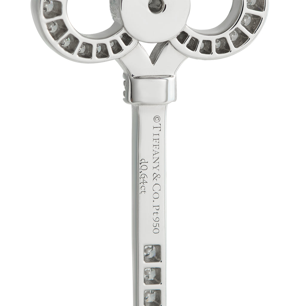 Tiffany & CO. Keys Platinum 0.64ct Diamond Crown Key Pendant